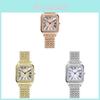 Womens Square Diamond Watch With Roman Numbers And Alloy Strap For Formal Occasions
