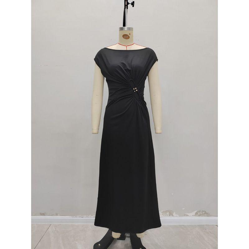 

Western Style New Fashion Casual Slim fit Slimming Sleeveless Pleat Dress Sexy Seamless Dress Black XL