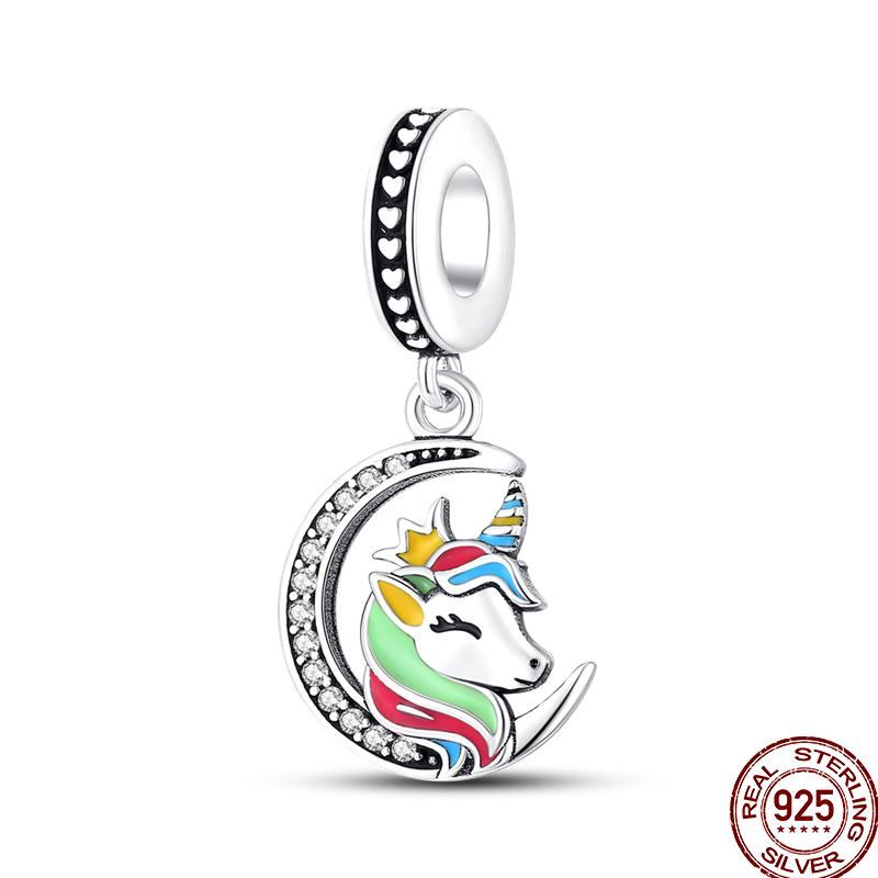 Copper Colored Zircon Rainbow Unicorn Mermaid Flower Charm Beads Suitable For 3Mm Original Bracelet