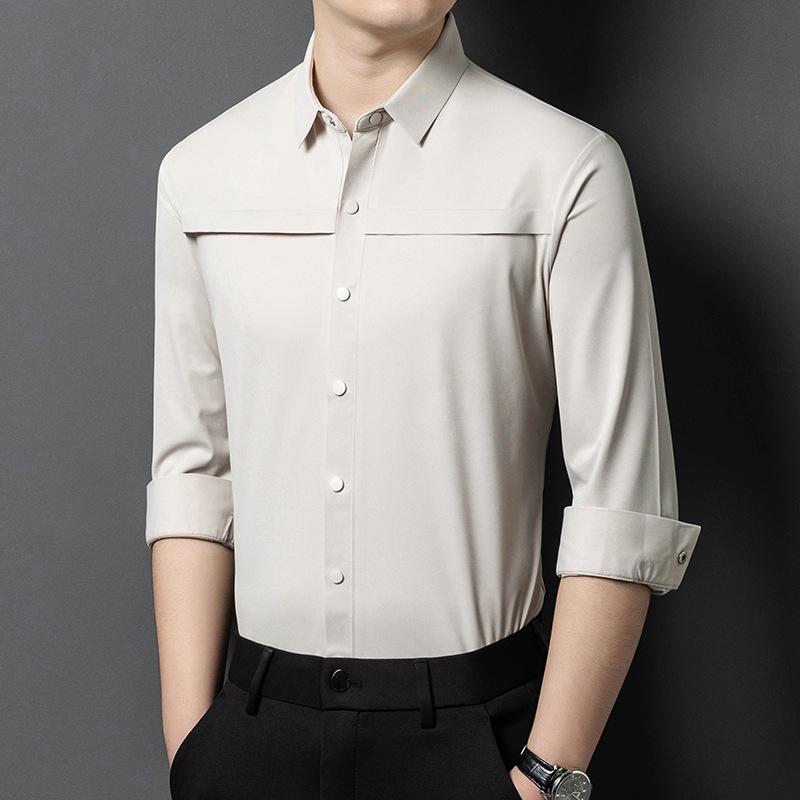 Spring and Autumn Men's Casual Shirt Men's High-end Casual and Versatile High-end Commuter Shirt Men's Long Sleeve Daddy Outfit
