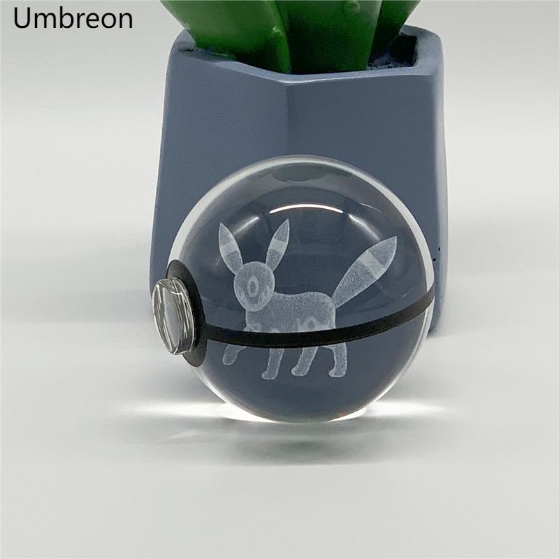 5cm  3D Crystal Ball Pikachu Eevee Mewtwo Carving Model LED Color Light Base Children's Gift Fans Toy Birthday Gift