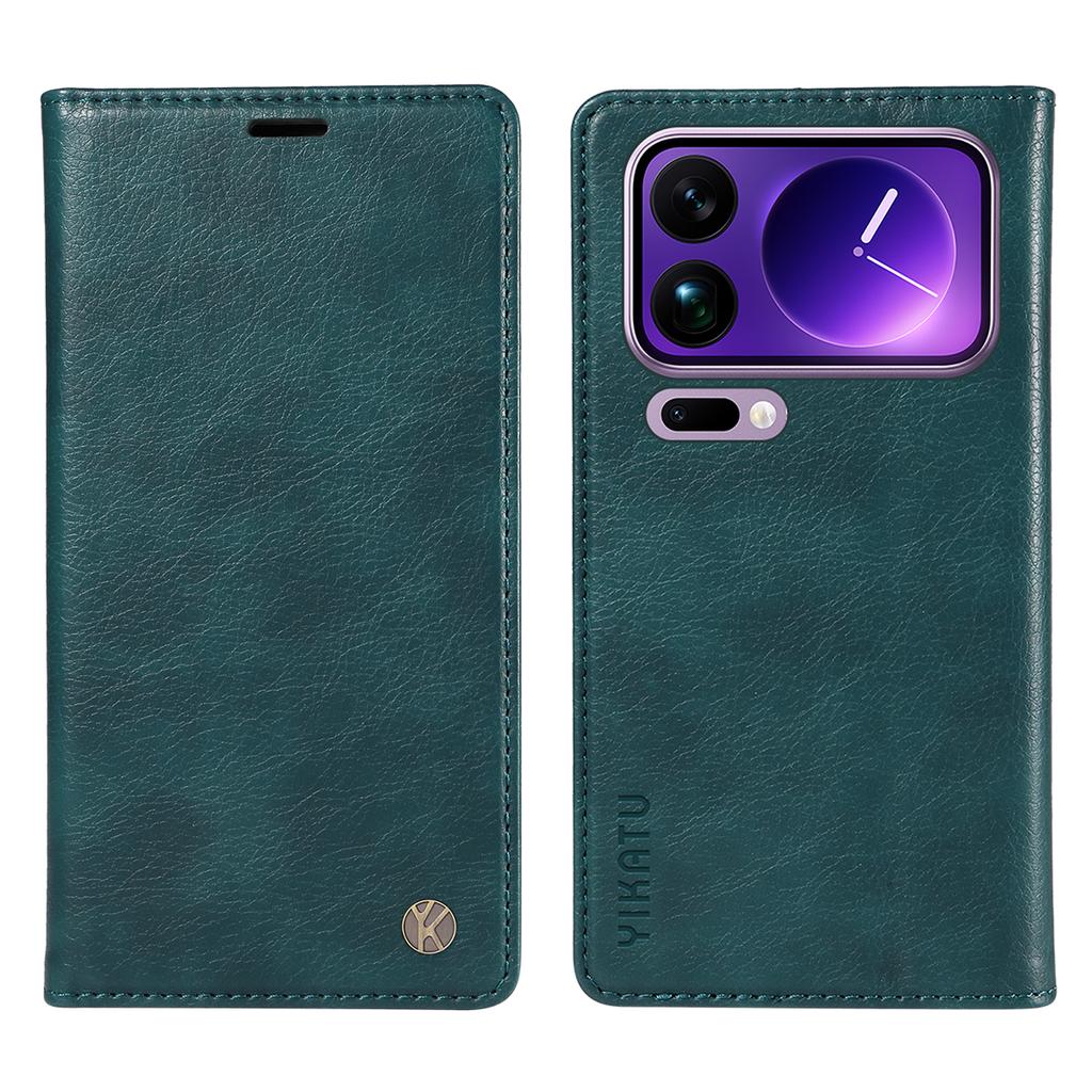For Xiaomi 17 Pro Max Wallet Case YIKATU YK-006 Magnetic Closure Leather Phone Cover Litchi Texture