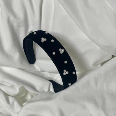 Domestically Produced Pearl High-quality Black Velvet Black Velvet Headband