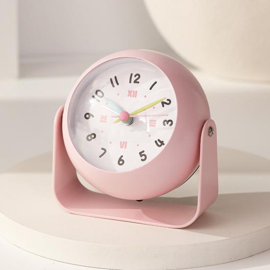 Rotatable Analog Alarm Clock with Night Light Non-Ticking Silent Battery Operated Bedroom Digital Desk Clock Children Students Birthday Gift