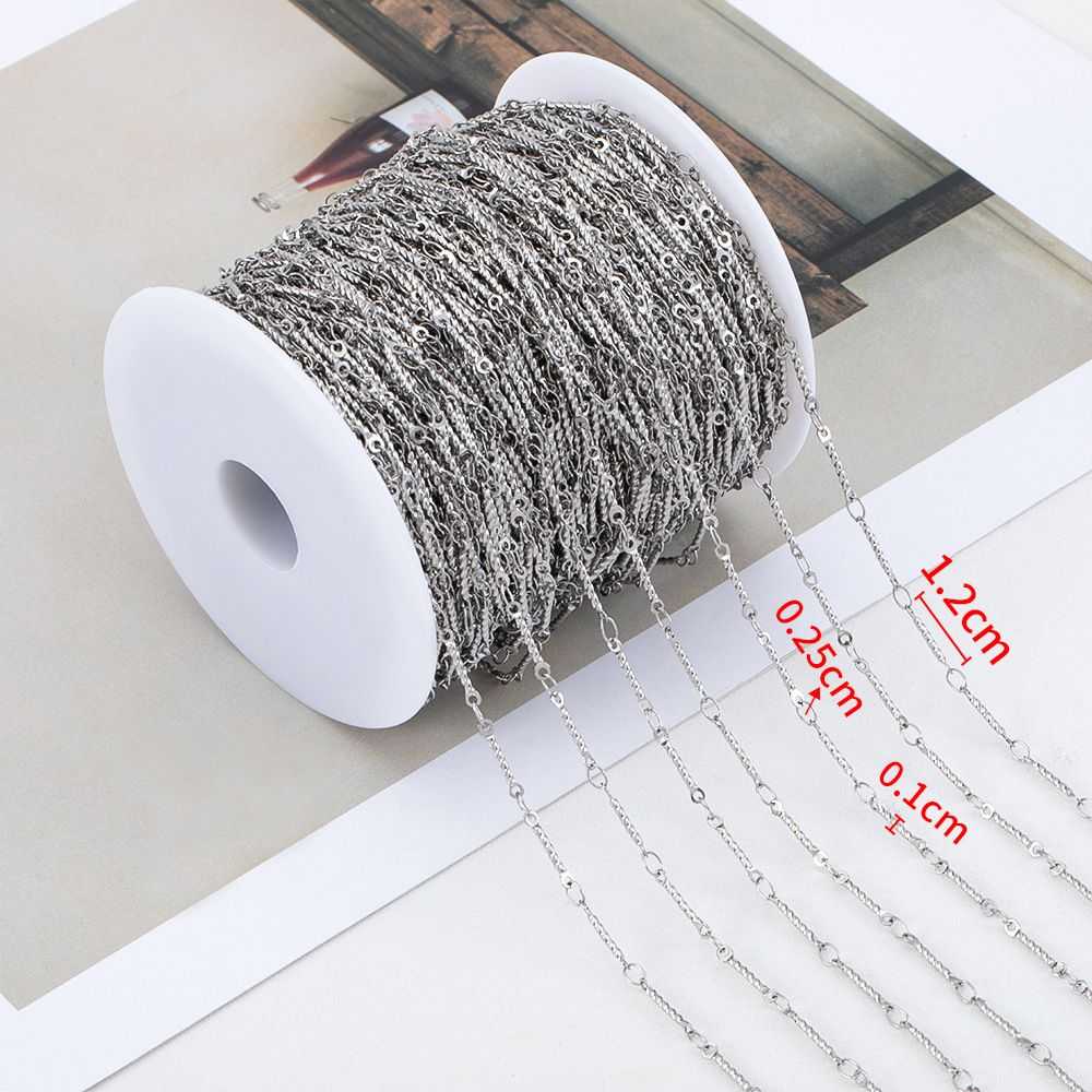 No Fade 1Meter Silver Color Stainless Steel Link Chains DIY Chain for Needlework Necklaces Bracelets Jewelry Making Accessories