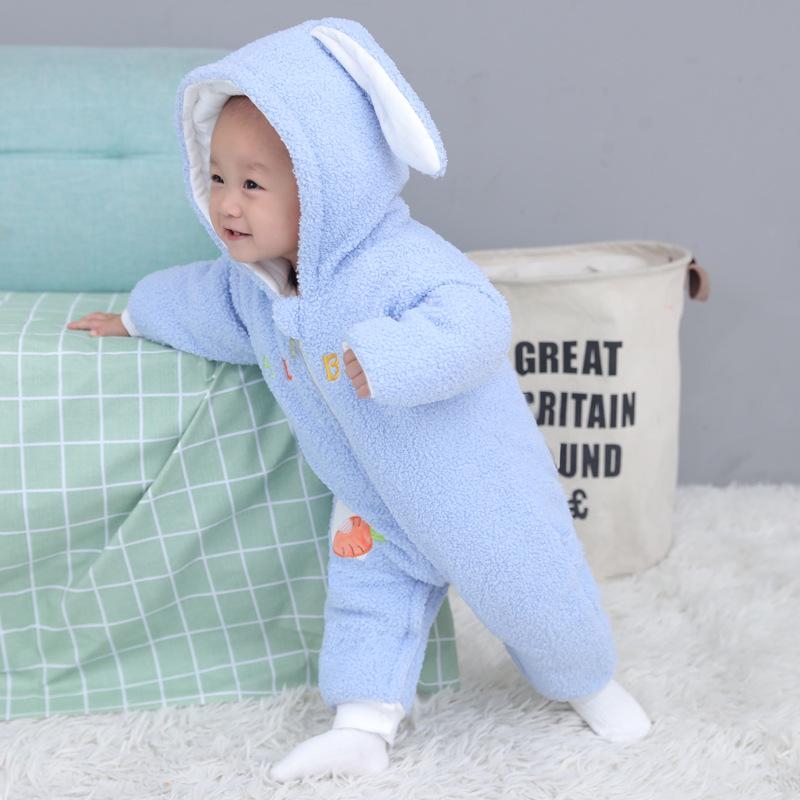 Cozy Newborn Teddy Lambswool Jumpsuit - Warm, Thick, Plush Outerwear for Autumn and Winter