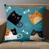 1 Pieces Cute Cat Patterns With Fish Bones On Blue Pillow Polyester pillowcase, sofa decorative cushion cov Headboard Pillow