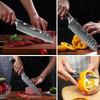10 sztuk noże kuchenne ze stali nierdzewnej 7CR17 440C laserowy damasceński japoński tasak Santoku narzędzie do krojenia nóż szefa kuchni
