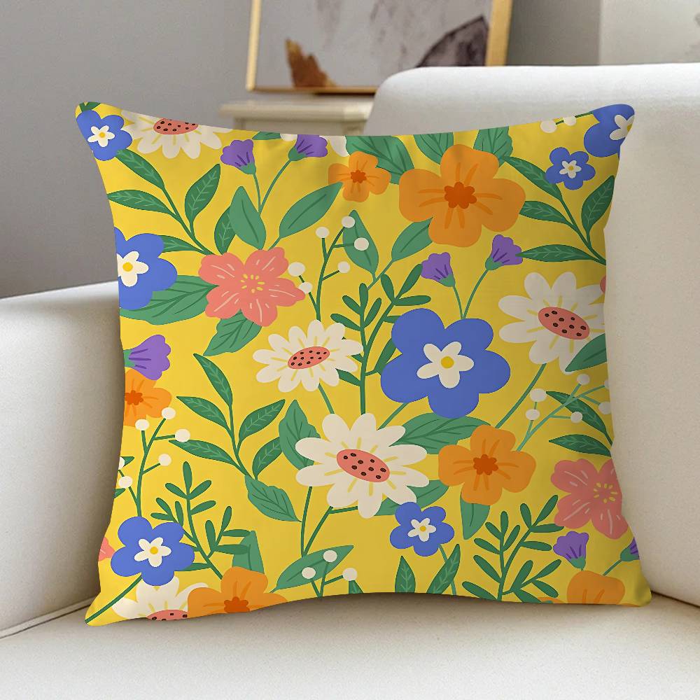 BLOMSTERMARKNAD Blomsterkonst Kudde Animekudde Soffsäng Huvudkuddfodral Kuddöverdrag 45x45 Cm Mode