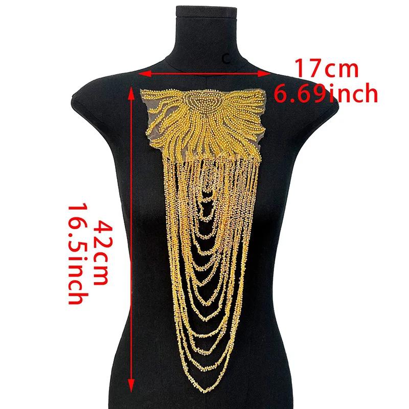 2PCS Chain Tassel Shoulder Ornaments DIY Performance Clothing Wedding Dress Evening Dress Sewing Patch Fashion Shoulder Board