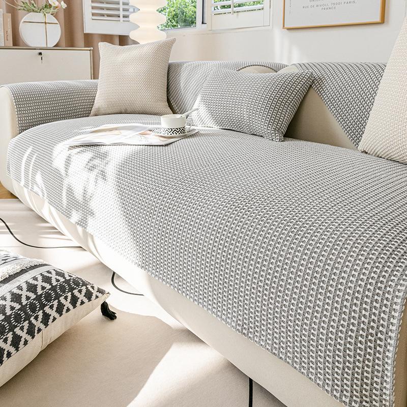 Nordic Simple Sofa Seat Cushion Four Seasons Universal Non-Slip Sofa Cover Towel  New Solid Color Non-Slip Sofa Cushion