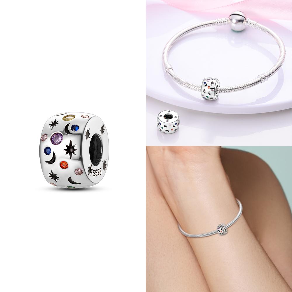 Original Blue Star Spaceship Heart Charms 925 Silver Beads for Women DIY Bracelet Necklace Jewelry Gift