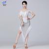 Sequined Fringe Latin Dance Skirt Women Performance Stage Wear Sexy Salsa Costume Irregular Hem