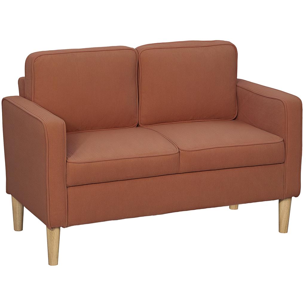 2-Seater Sofa with Storage and Solid Wooden Legs, for Living Room, Bedroom, 117 x 63 x 79 cm, Orange
