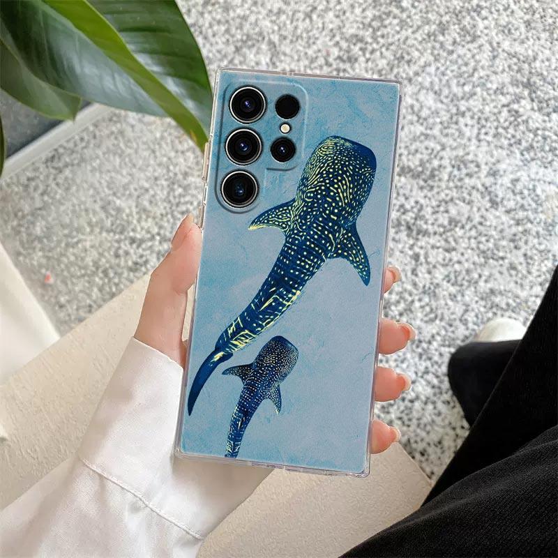 Ocean Whale Shark Swimming Clear Case For Samsung Galaxy S26 S25 S24 S23 Ultra S20 S21 FE S22 Plus S26 Ultra S25FE Phone Cover