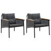 VidaXL Chaises de jardin avec coussins lot de 2 noir acier, siège de jardin, assise extérieure, chaise d'extérieur, assise 4009301