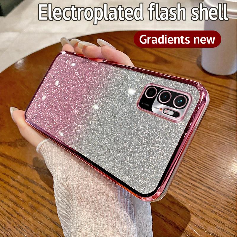 For Xiaomi Redmi Note10 5G Case Redmi Note 10T 5G Poco M3 Pro Phone Case Shiny Glitter Plating Camera Lens Soft Back Cover