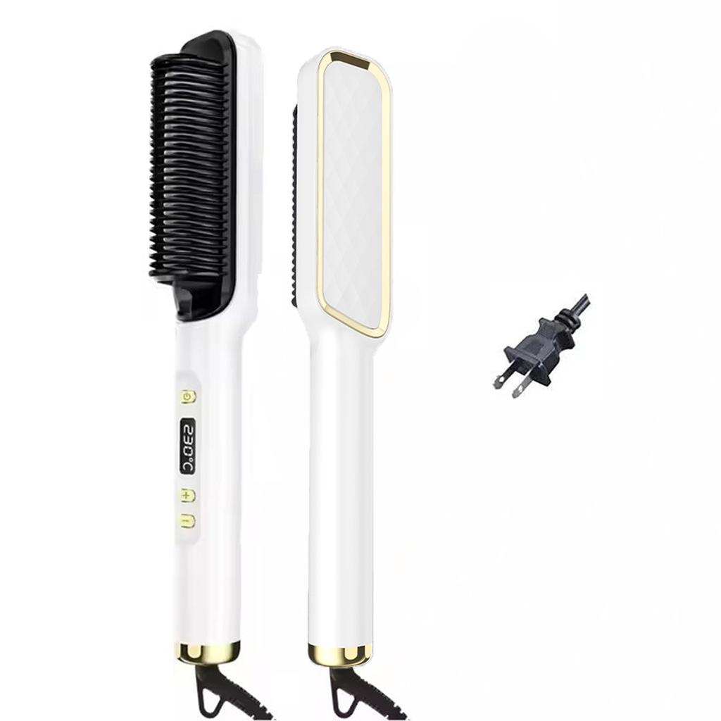 Electric Hot Comb Ceramic Beard Straightening Styler Flat Iron Hair Straightener Brush Negative Ion Anti-Scalding Styling Tool