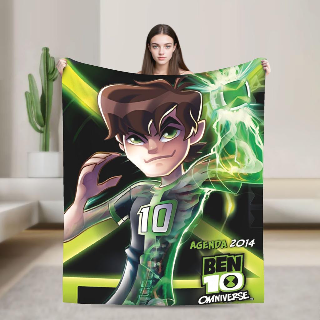 Ben 10 Omnitrix Unleashed Flannel Blankets  Warm Soft Bedding Throws for Couch Bed Picnic Aesthetic Bedspread Sofa Bed Cover