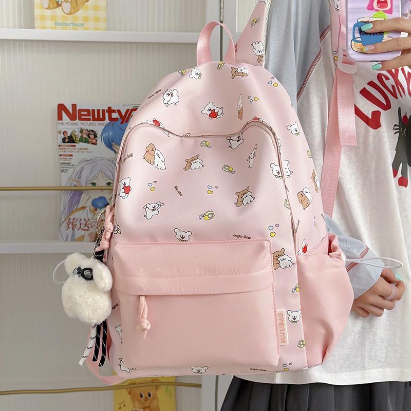 Schoolbag Japanese isn't cute printed student backpack niche high value color matching large capacity schoolbag small backpack