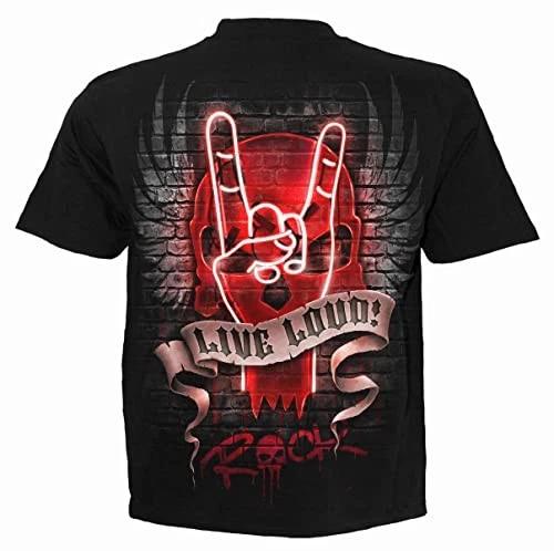 Spiral - LIVE LOUD (Unisex Black Short Sleeve T-Shirts) Large 4XL
