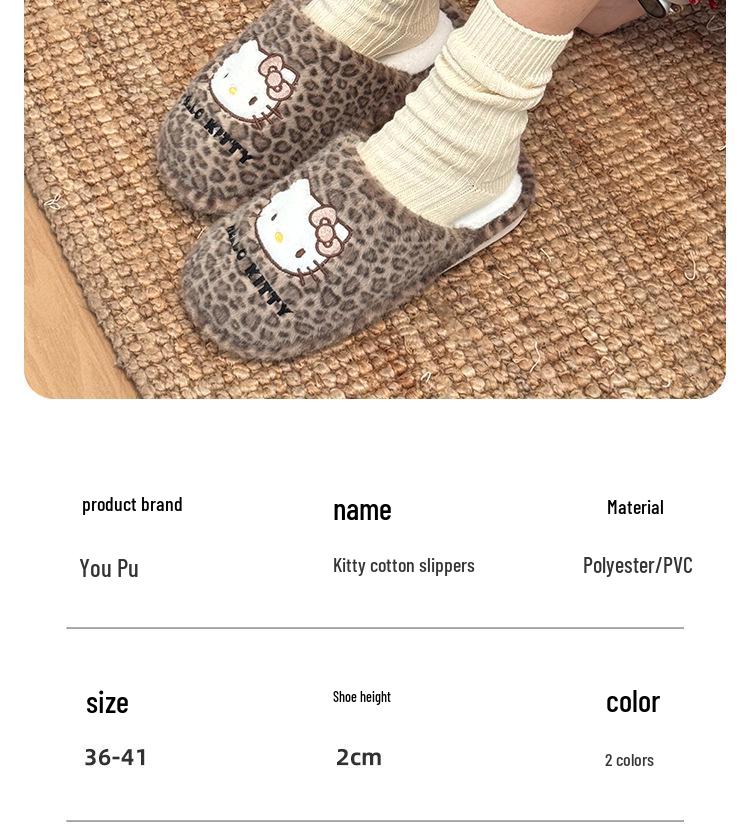 Genuine Sanrio Cartoon Furry Slippers - Women's Non-Slip Warm Winter Indoor Slippers with Plush Cotton and Velvet