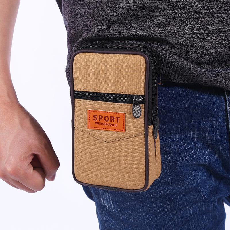 Canvas Reißverschluss Hüfttasche - Unisex, Handy- & Geldbörsenhalter für Laufen oder Bau