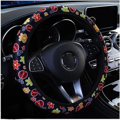 Cubierta para Volante de Coche de 38cm con Estampado de Flores Antideslizante Universal Protector para Volante de Coche Accesorios de Interior