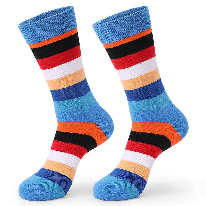 

Men s Striped High-Waist Over-the-Knee Socks - Combed Cotton, Plus Size, Mid-Calf, Streetwear Style, Suitable for All Seasons One size fits all 43-49 shoe size