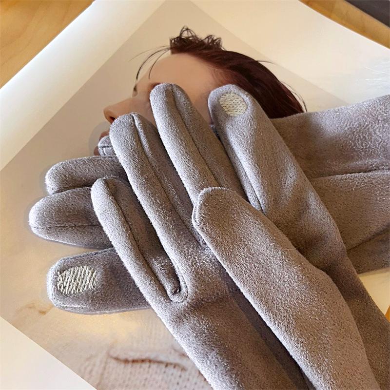 1 Pair Thread Design Winter Outfits Gloves Versatile Eco-Friendly Faux Mink Wristband Warmth Multi-Color