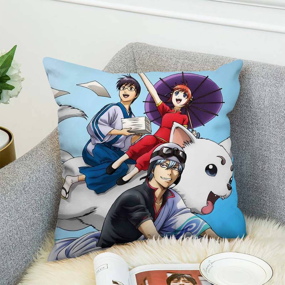 

Gintama Animation Pillow Case Double-Sided Printing Cushion Cover 45x45 Decorative Cushions Sofa Home Decor Soft Pillowcase 12x12Inch