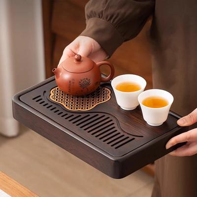 GIANXI Household Portable Bamboo Tea Tray 48CM Tea Ceremony Wooden Tray Coffeeware Teaware Serving Tray For Chaban Tea Table