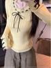 Koreanischer Academy-Stil Schnür-Schleifen-Strickpullover für Damen - Schlankmachend Langarm Herbst/Winter 2025