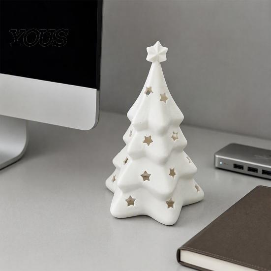Hollow Star Ornament 3D Printed Christmas Tree Lampshade with Design, Figurine, Festive Desktop Accessory Creative for Home Holiday Decor