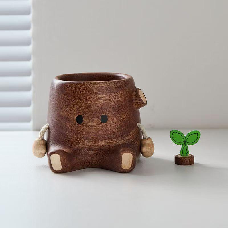 

Tree Stump Pen Holder Creative Cute Office Desktop Pen Insert Ornament Study Home Gift Solid Wood Storage Ornament Practical New сірий