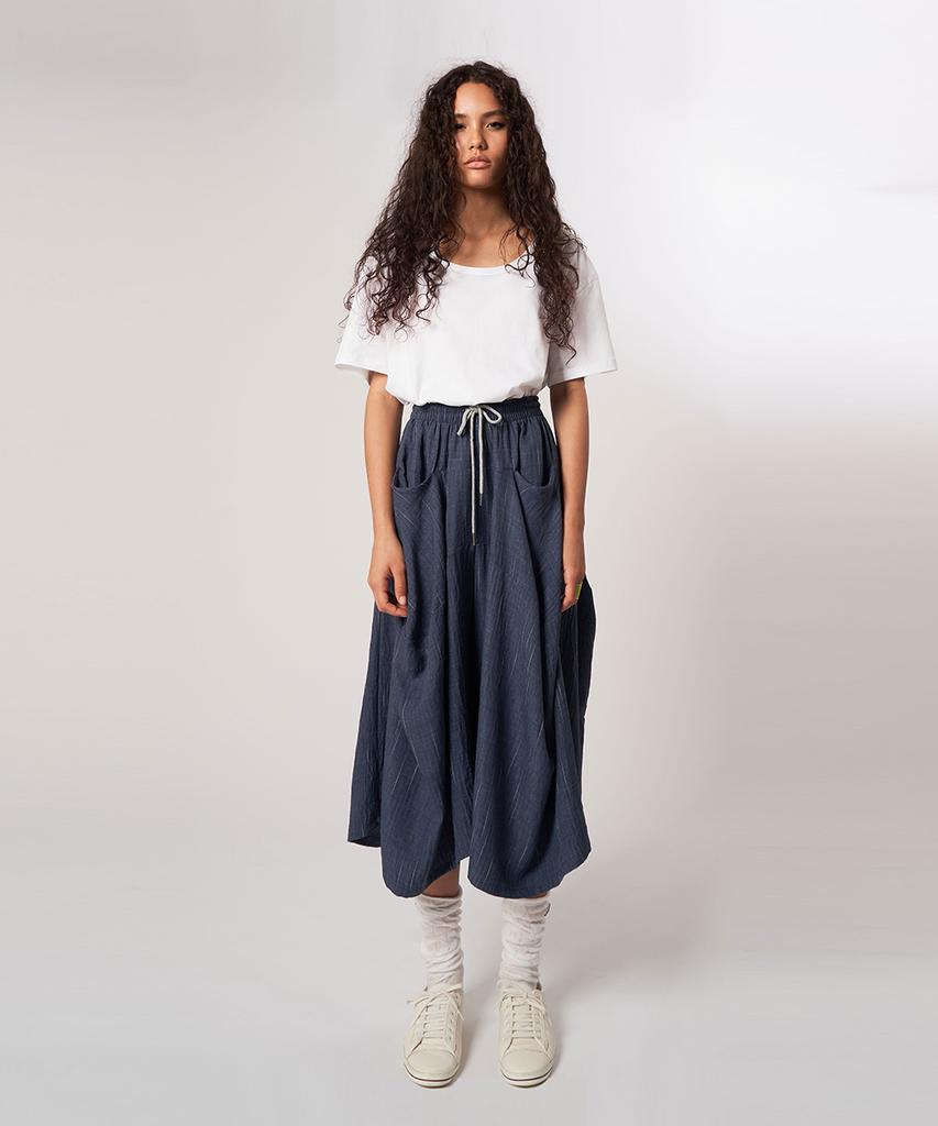 ATHPLATFORM Aw61Pt13_Slub Tech Flare Pants_Dark Blue