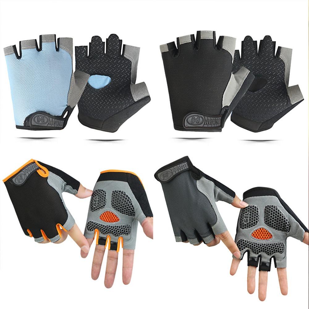 Half-finger Gloves Outdoor Cycling Sports Summer Sun Protection Yoga Driving Shock Absorption Non-slip Silicone Disc Mesh Breathable Design