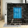 Vintage Wooden Door Shower Curtains Retro Wood Board Grain Printing Decor Screens Waterproof Fabric Bathroom Curtains With Hooks