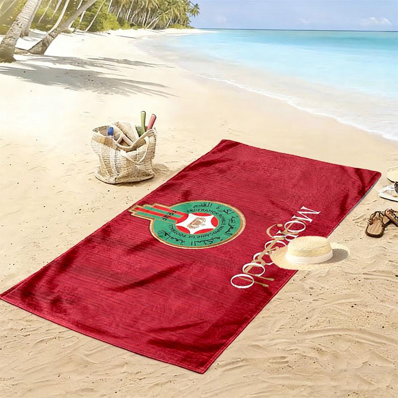 Toalla de Playa Estampada de la Selección Nacional de Marruecos, Toalla Grande Suave de Secado Rápido para Playa, Camping, Natación