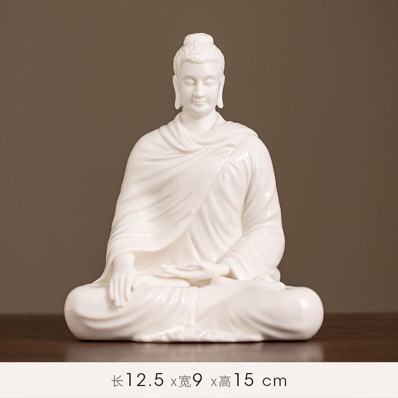 Buddha Statue Sakyamuni Buddha Figure Tathagata Buddha Statue Ceramic Lamp Circle Living Room For Incense Porch Home Decor