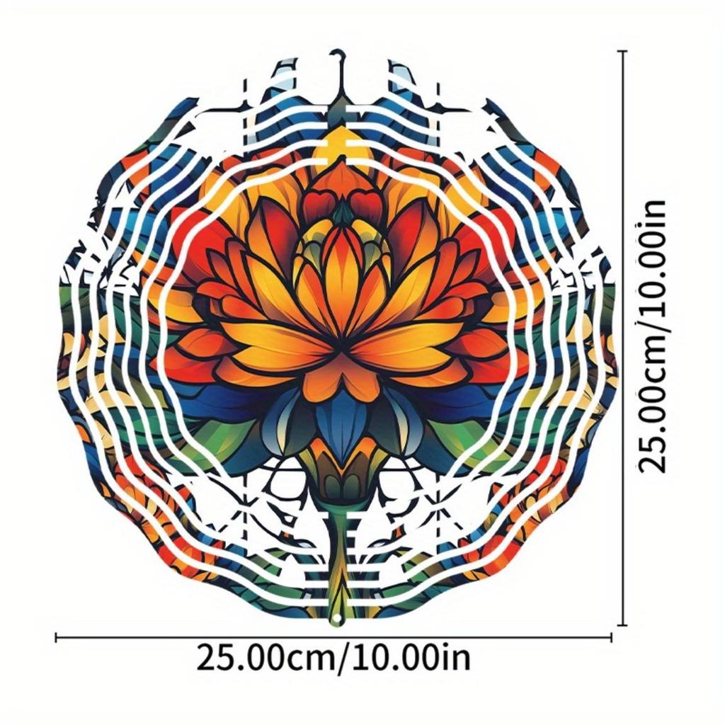 Metal Wind Chime 25.4 Inch Lotus Flower Design Colorful Garden Decor for Patio Outdoor All Seasons No Electricity Needed Durable Hanging