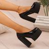 Comemore 2025 New Spring Autumn Super High Heel Women Shoes Sexy Patent Leather Round Head Pumps Platform Thick Heeled Shoes