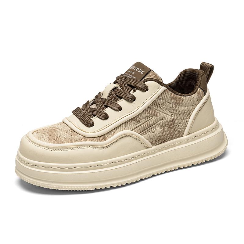 Outdoor anti-slip hiking casual men's shoes - fashionable solid color lace-up sports shoes - thick-soled breathable sports platf
