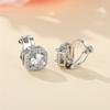 Cute Female White Round Zircon Stone Silver Color Clip Earrings For Women Luxury Wedding Jewelry