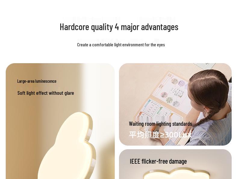 Cream Style Modern Minimalist Full Spectrum Ceiling Light for Eye-Protection In Children's Room and Master Bedroom
