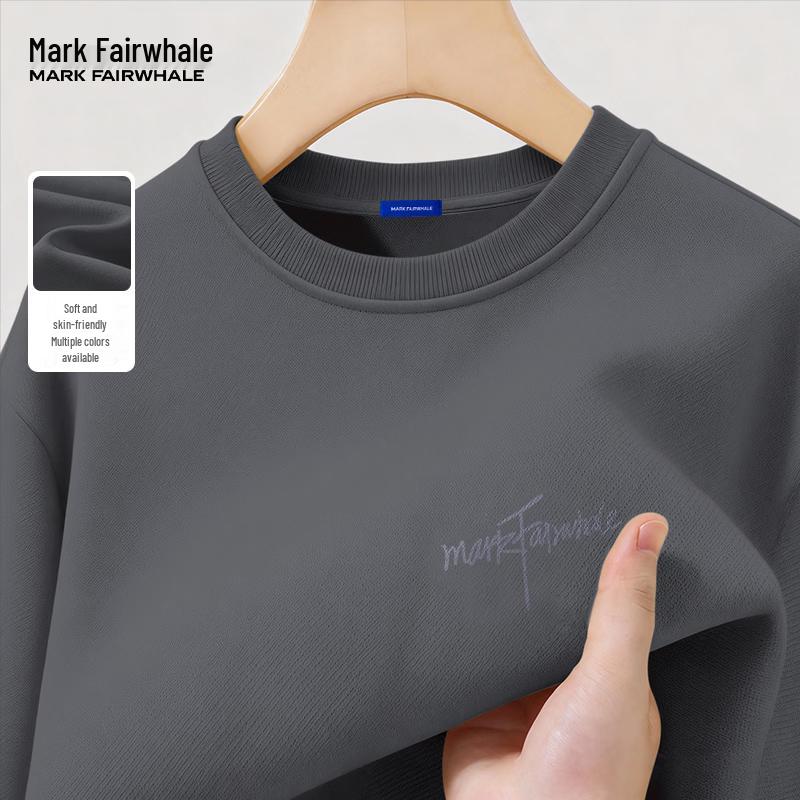 Mark Fairwhale Men's Letter Print Heavyweight Crew Neck Sweatshirt