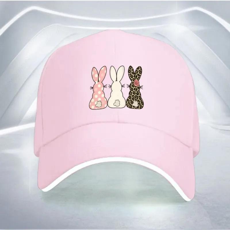 Cute Bunny Print Baseball Cap Polyester Adjustable Casual Hat For Adult Unisex Outdoor Sports