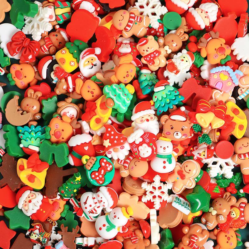 DIY Cartoon Santa & Reindeer Resin Accessories for Phone Cases & Hair Ties