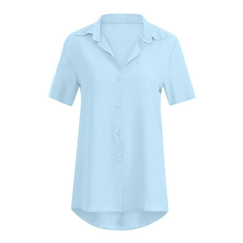 Women Tees Blouse Tops Short Sleeve Solid Ladies Casual Loose Fashion