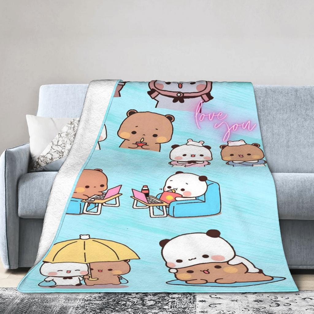 Bubu Dudu Süßer Cartoon-Bär Charakter Warme Weiche Decke Kawaii Panda Plüsch Überwurfdecke Schlafzimmer Flanell Bettüberwurf Sofabezug